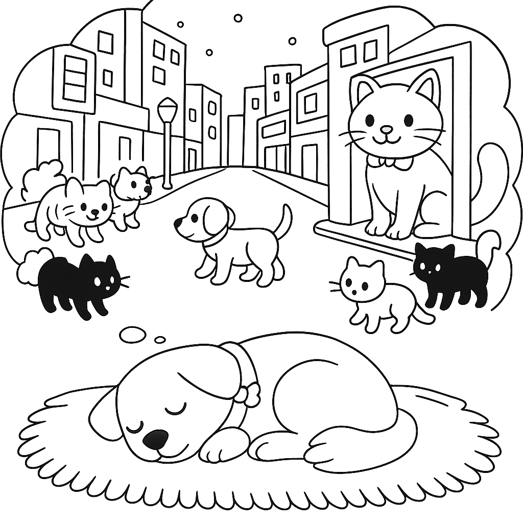 Раскраска по сказке "Сказка о песике по имени тобик"