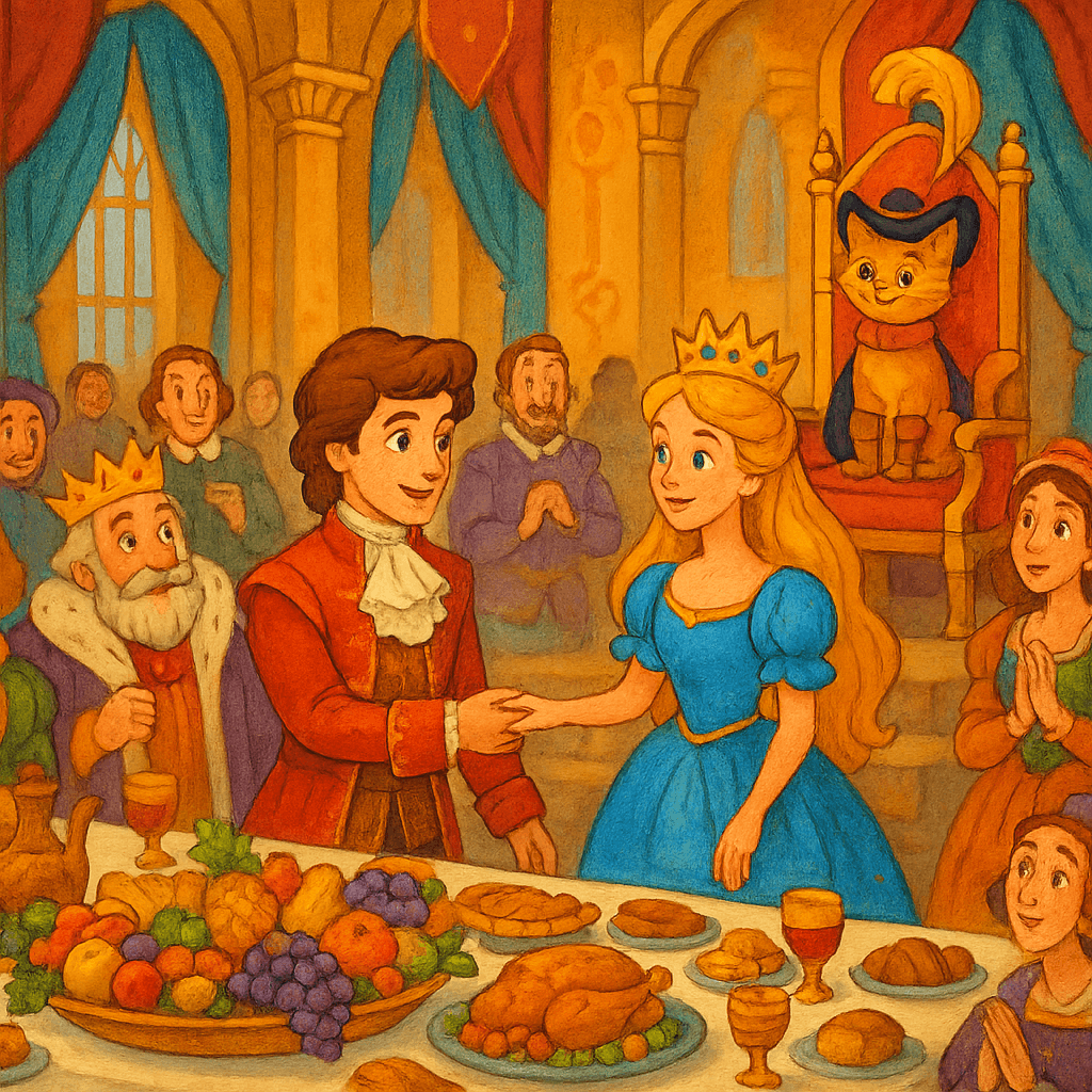 Пир в замке — маркиз, принцесса, король и Кот в сапогах