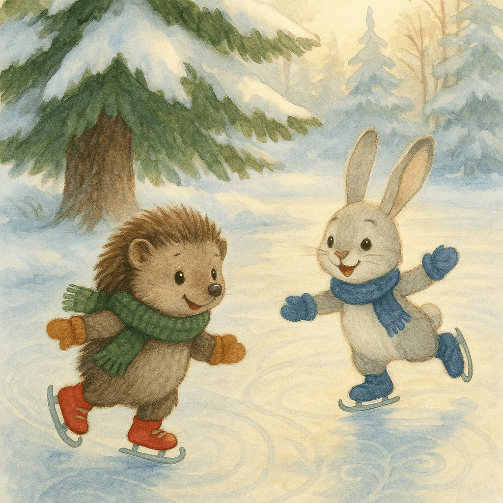 Ёжик и Зайчонок катаются в тени ели