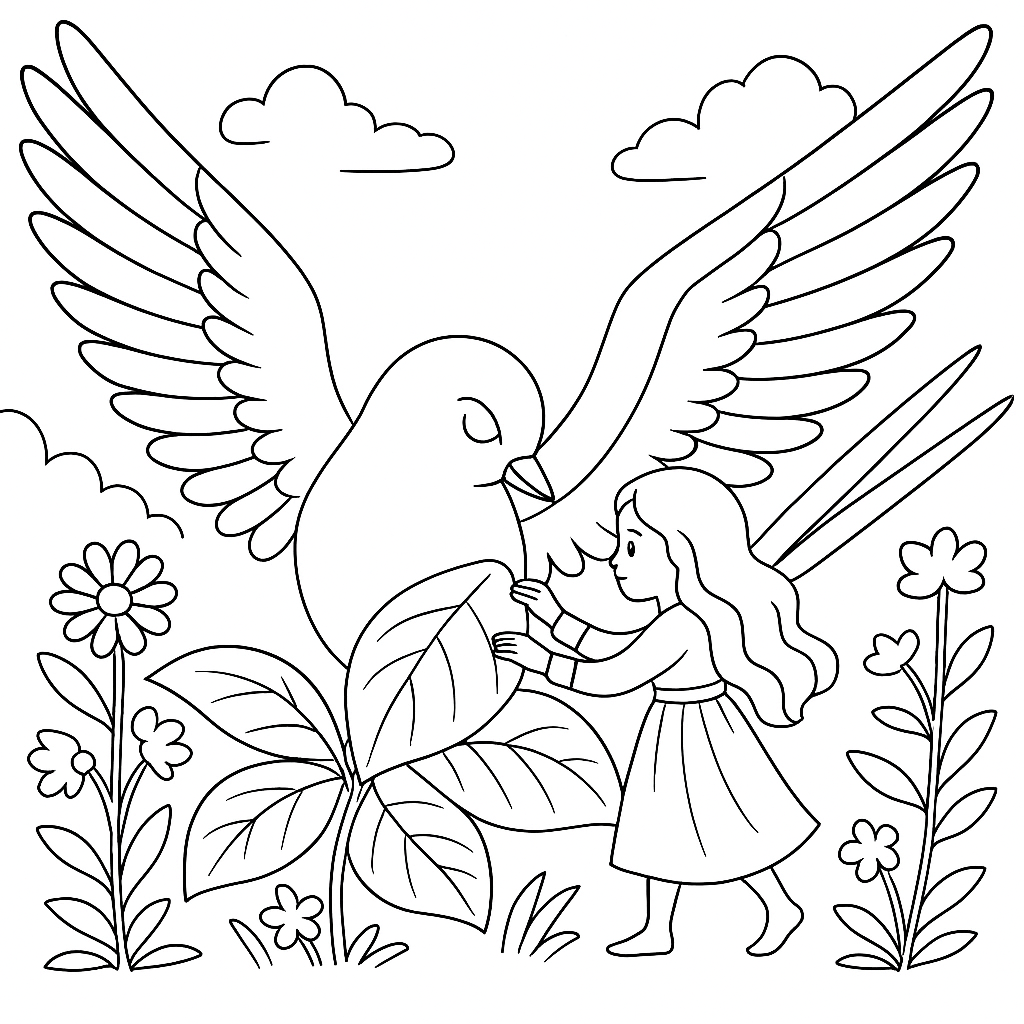 Раскраска по сказке "Дюймовочка"