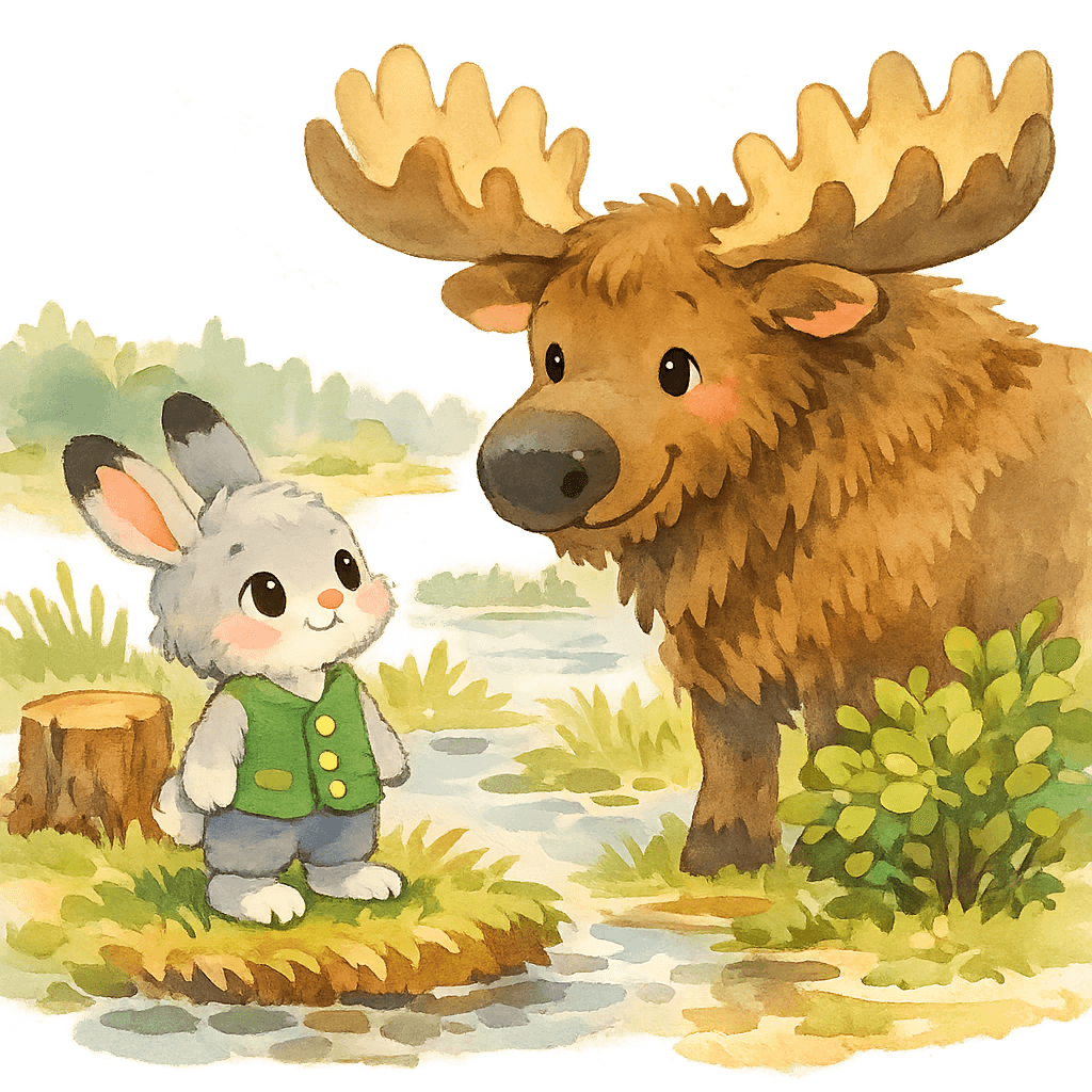 Русачок знакомится с Лосем на болоте