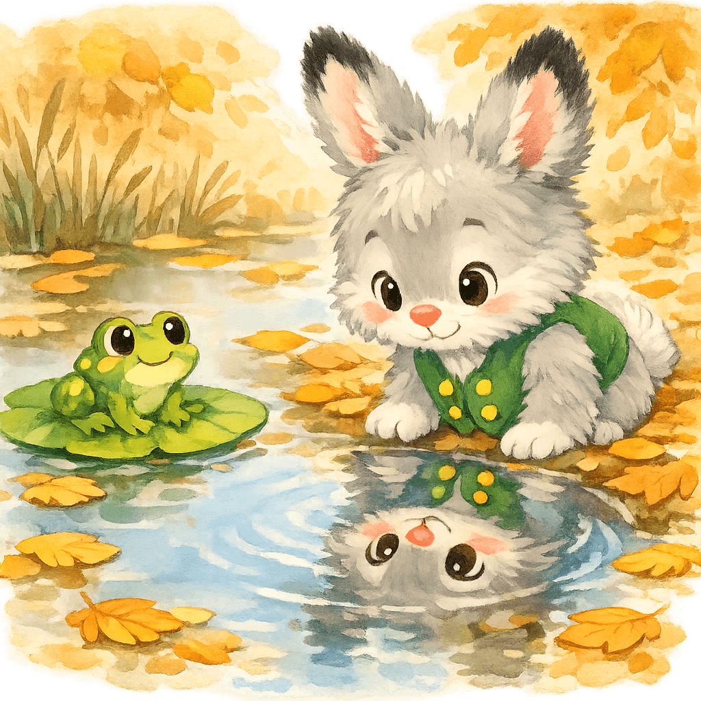 Русачок смотрит в своё отражение в пруду