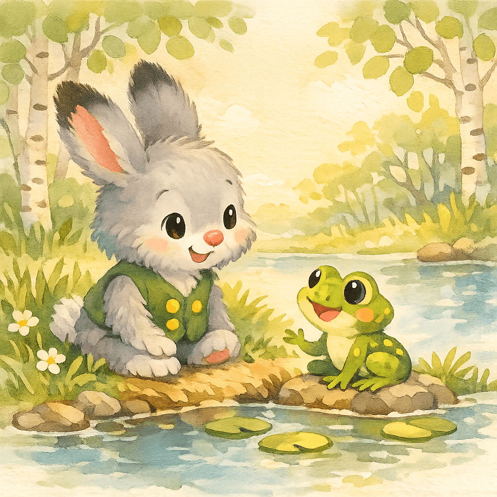 Русачок беседует с Лягушонком у пруда