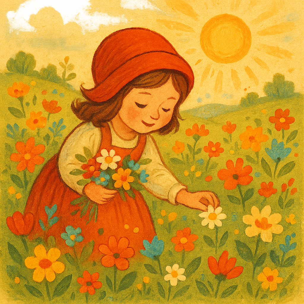 Красная Шапочка собирает цветы