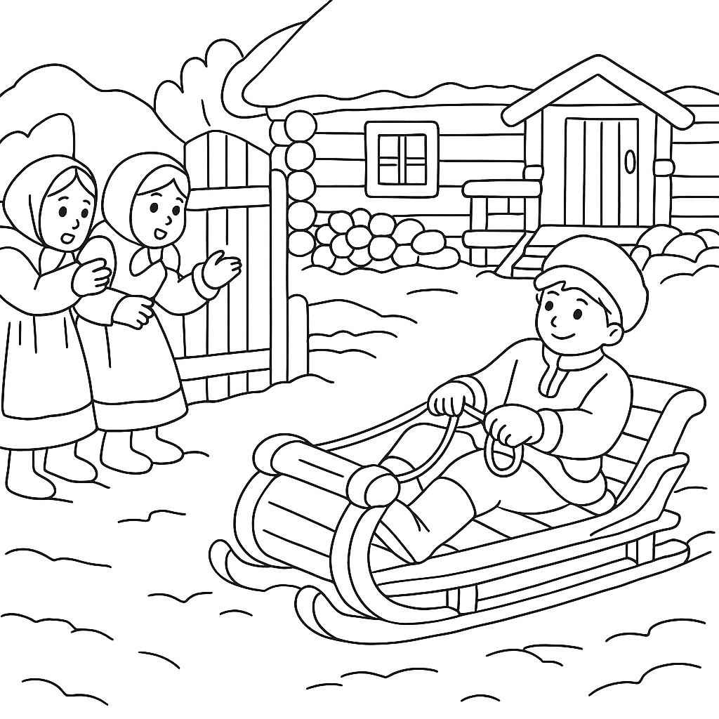 Раскраска по сказке "По щучьему велению"