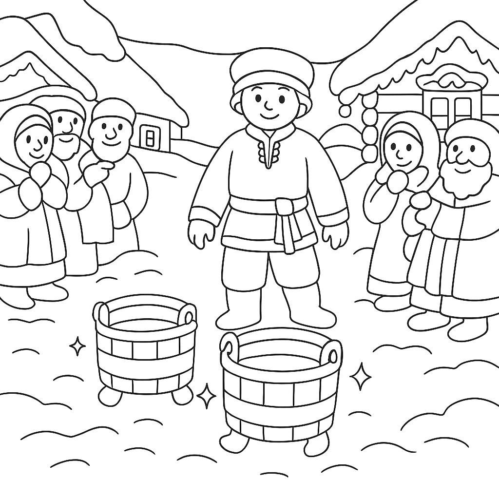 Раскраска по сказке "По щучьему велению"