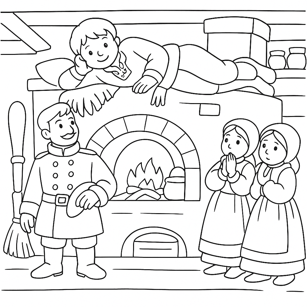 Раскраска по сказке "По щучьему велению"