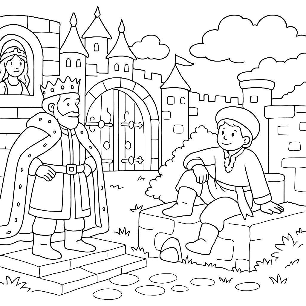 Раскраска по сказке "По щучьему велению"