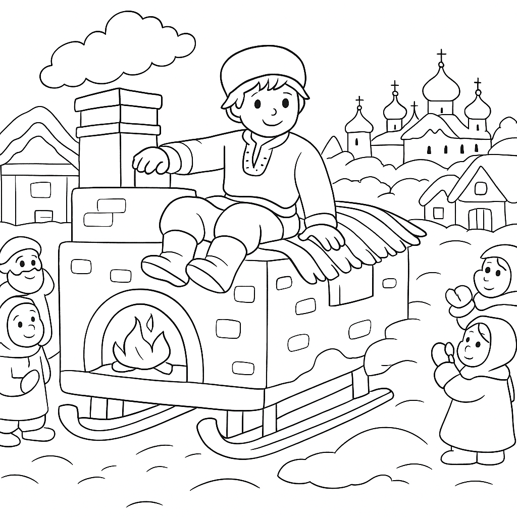 Раскраска по сказке "По щучьему велению"