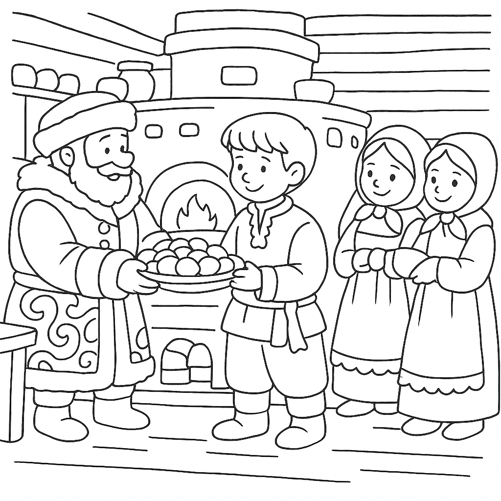 Раскраска по сказке "По щучьему велению"