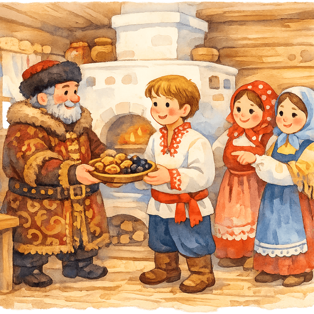 Вельможа угощает Емелю