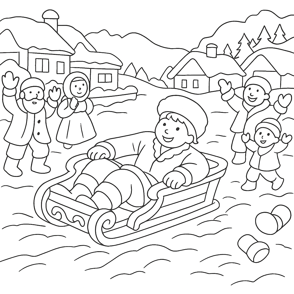 Раскраска по сказке "По щучьему велению"