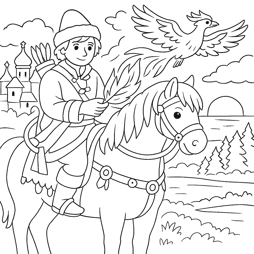 Раскраска по сказке "Жар-птица"