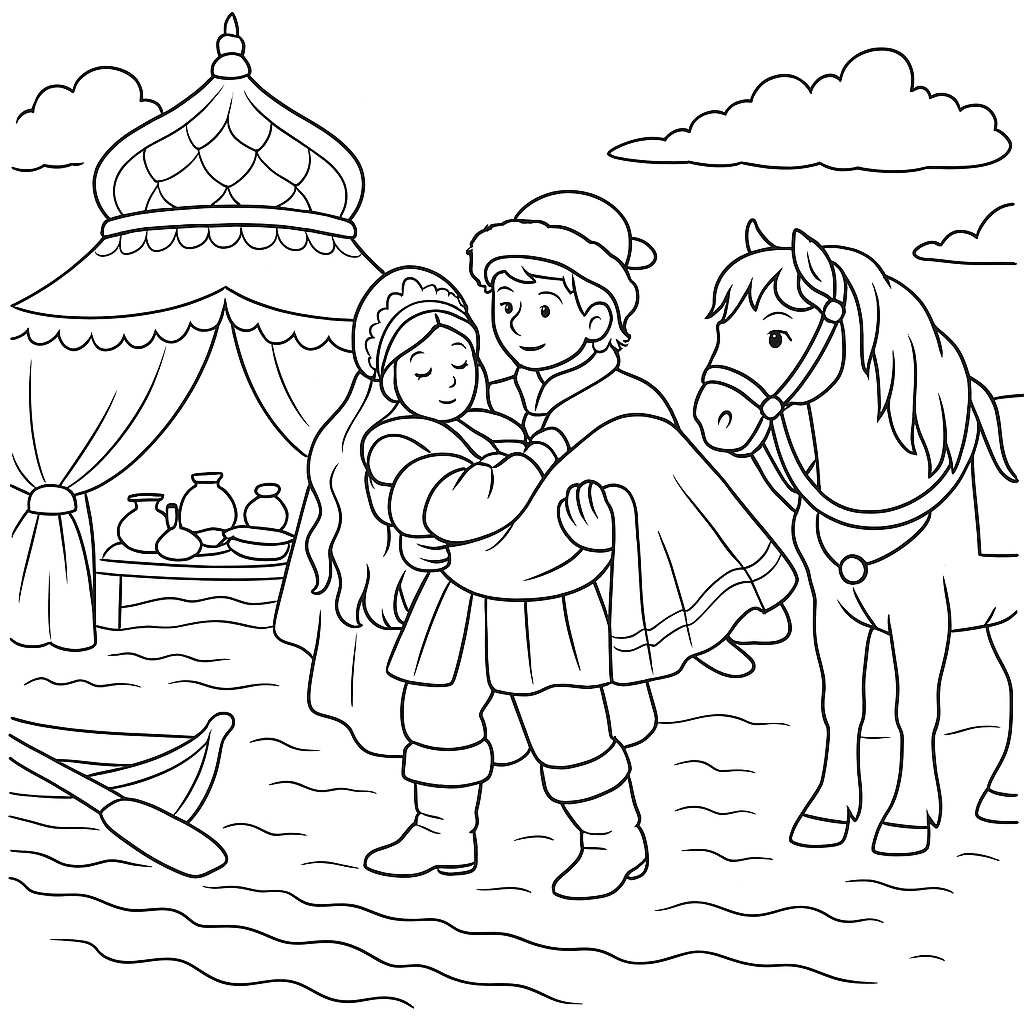 Раскраска по сказке "Жар-птица"