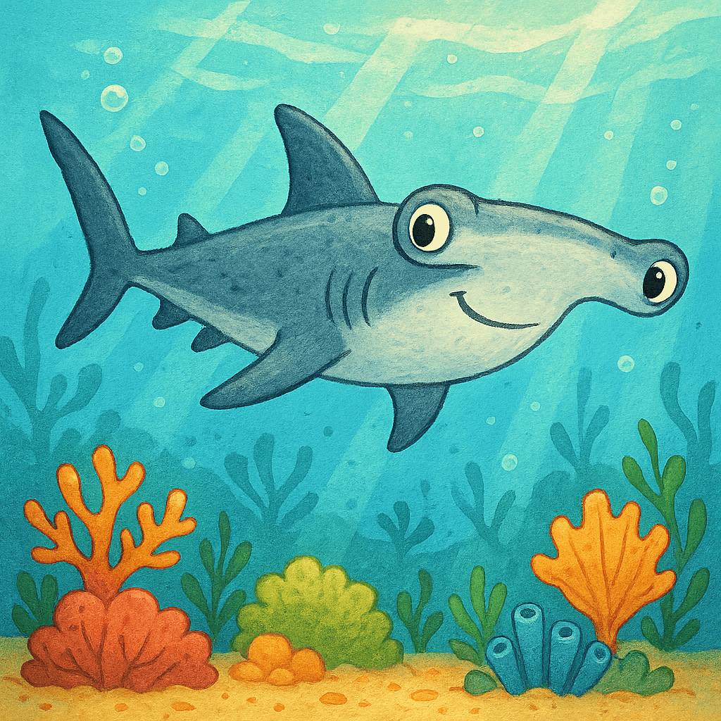 Акула-рыба-молот быстро плывет в тропическом море