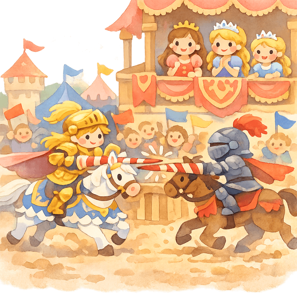 Золотой рыцарь сражается на турнире