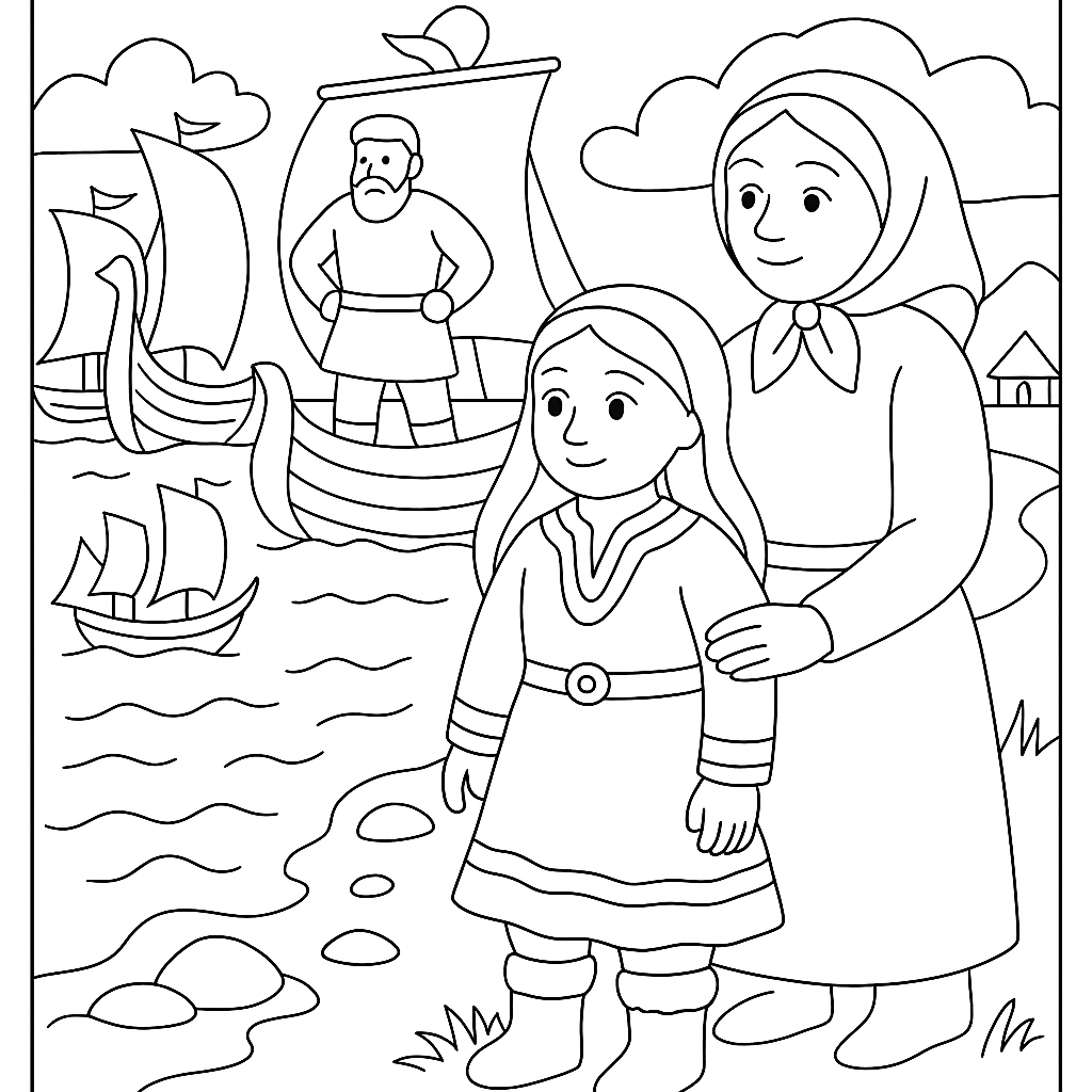 Раскраска по сказке "Жених из чужой земли"