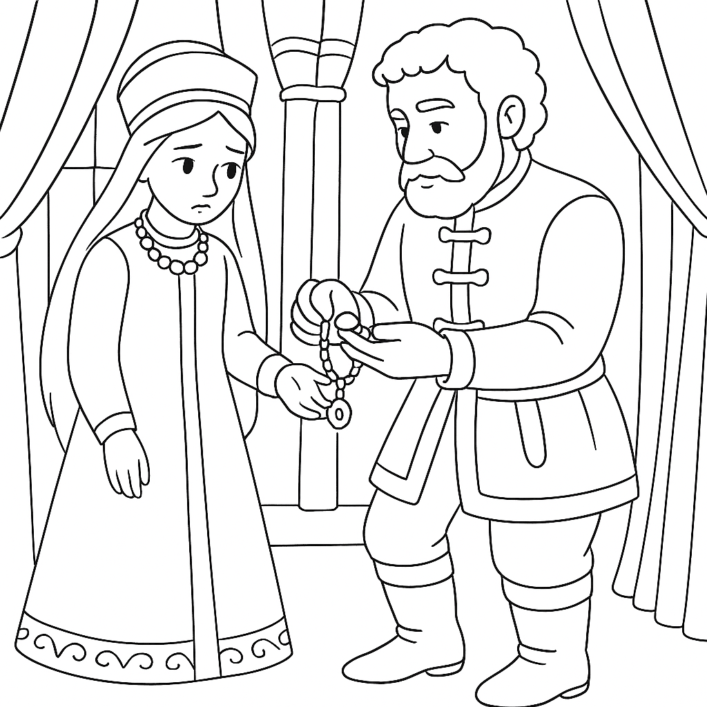 Раскраска по сказке "Жених из чужой земли"