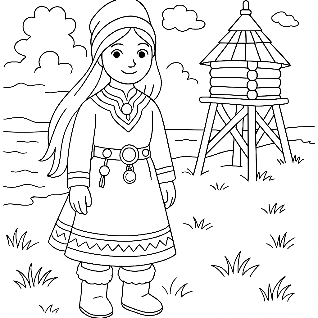 Раскраска по сказке "Жених из чужой земли"