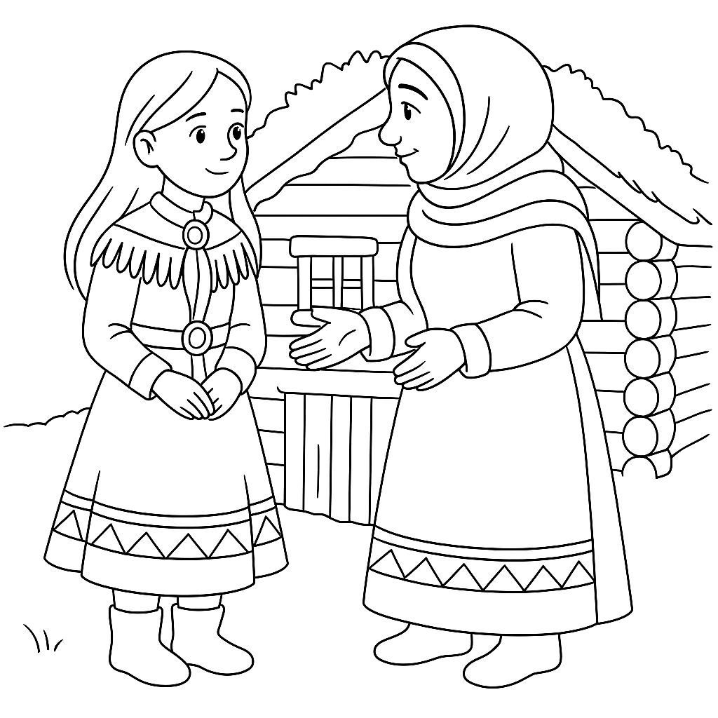 Раскраска по сказке "Жених из чужой земли"