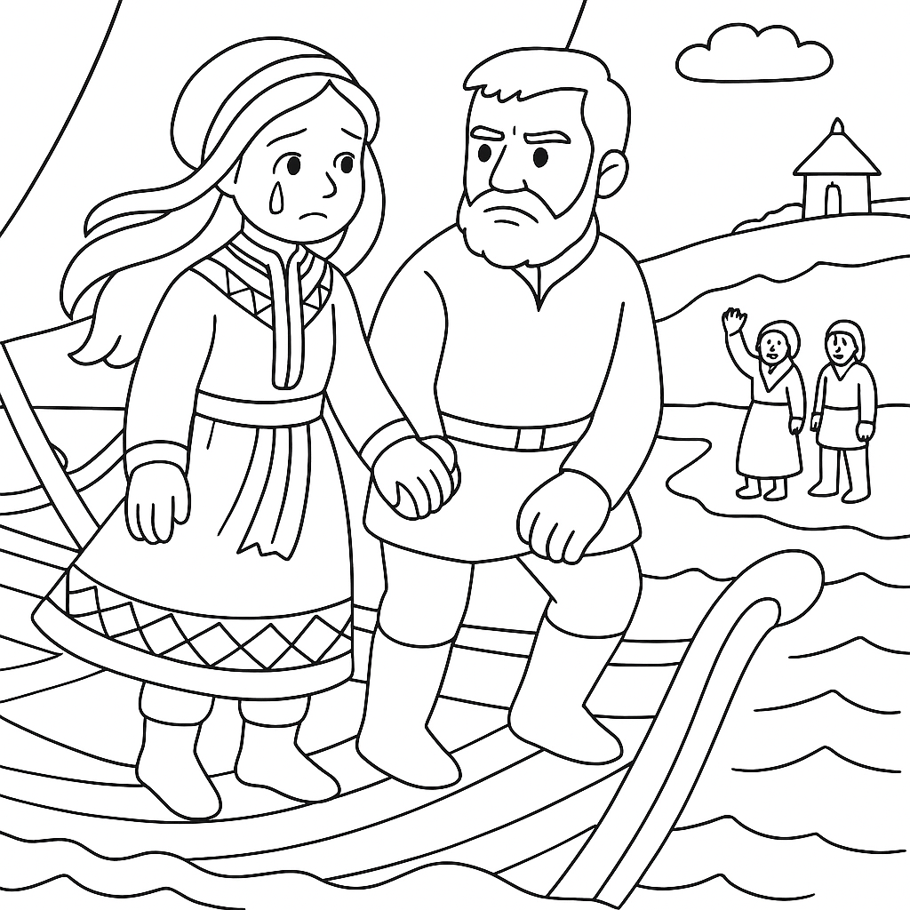 Раскраска по сказке "Жених из чужой земли"