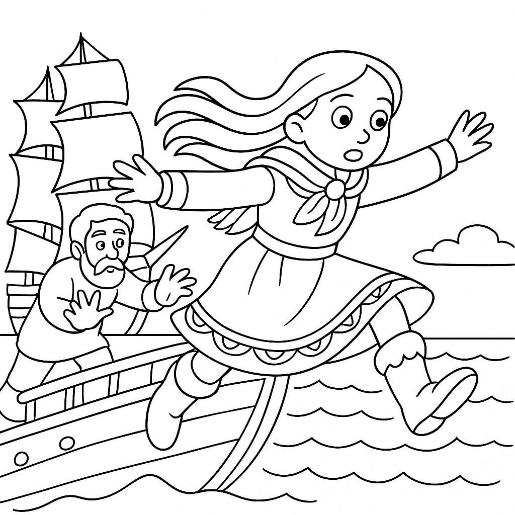 Раскраска по сказке "Жених из чужой земли"