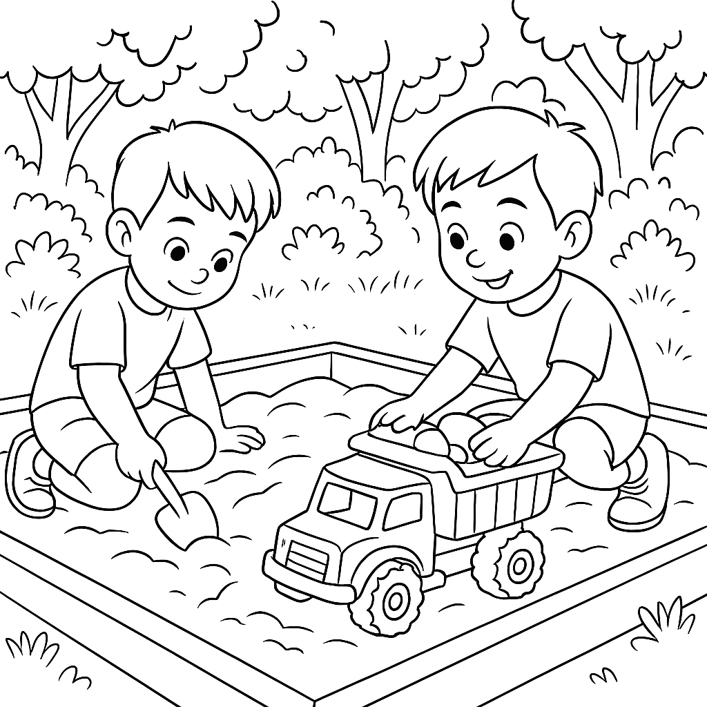 Раскраска по сказке "Красный грузовик и яблочное приключение"