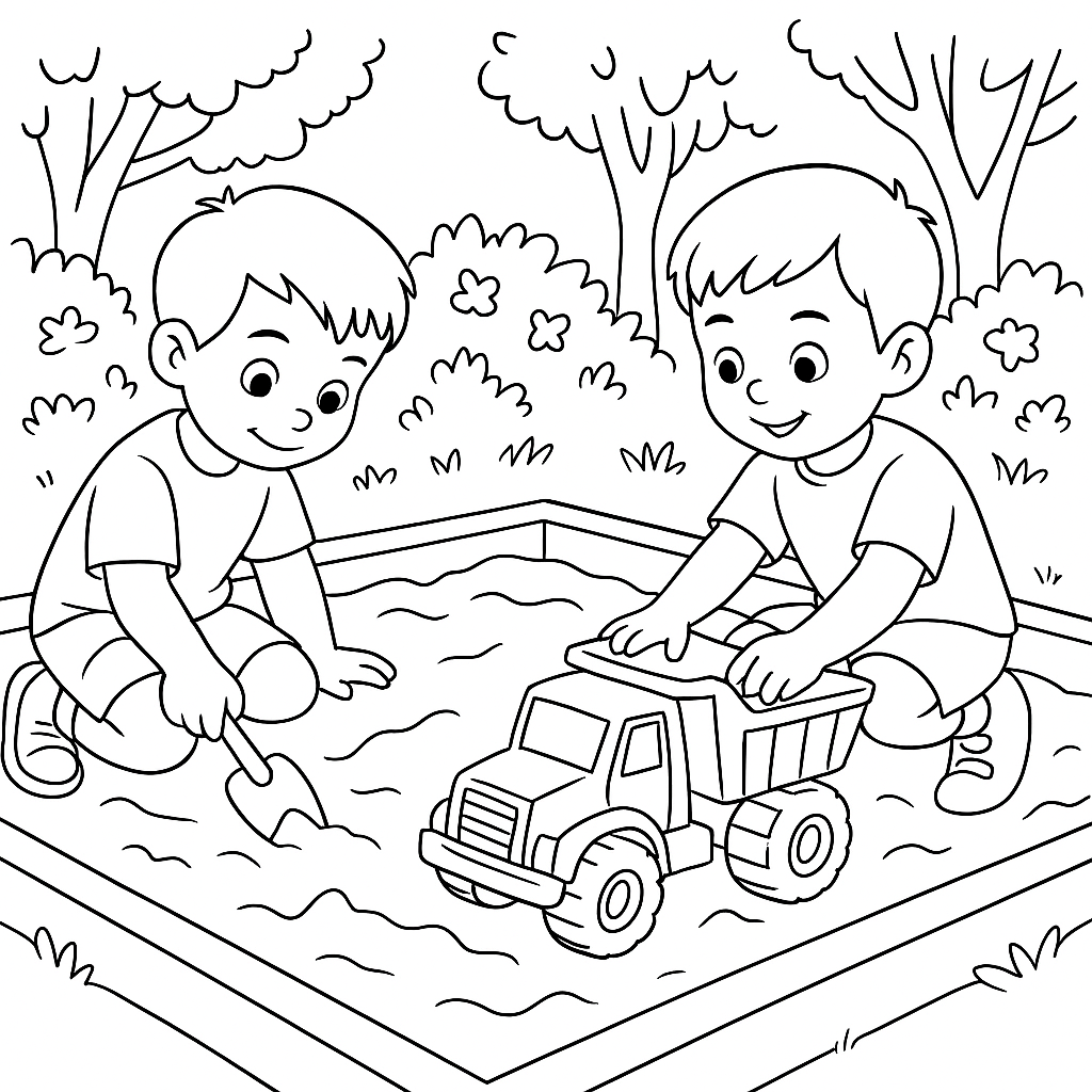 Раскраска по сказке "Красный грузовик и яблочное приключение"