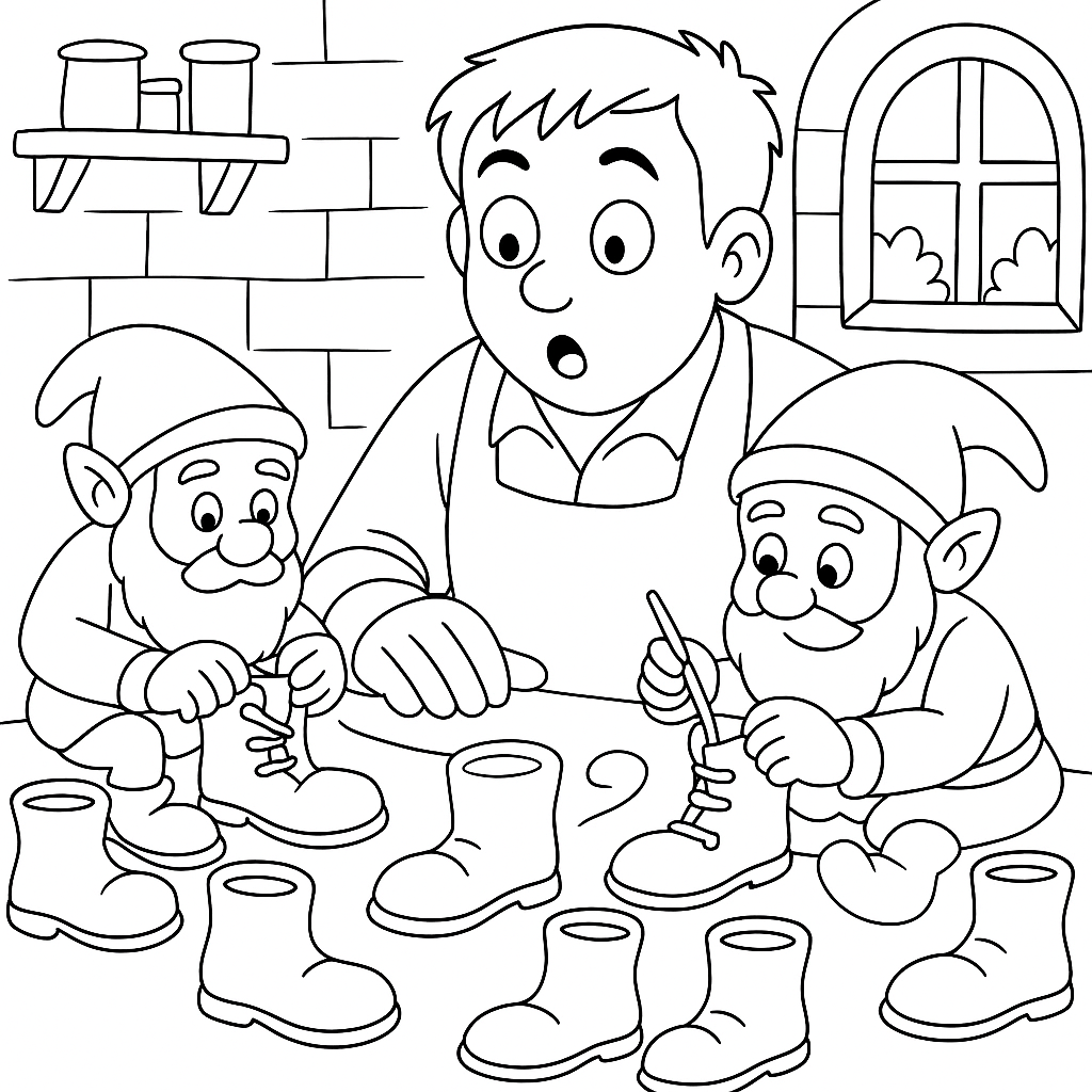 Раскраска по сказке "Маленькие человечки"