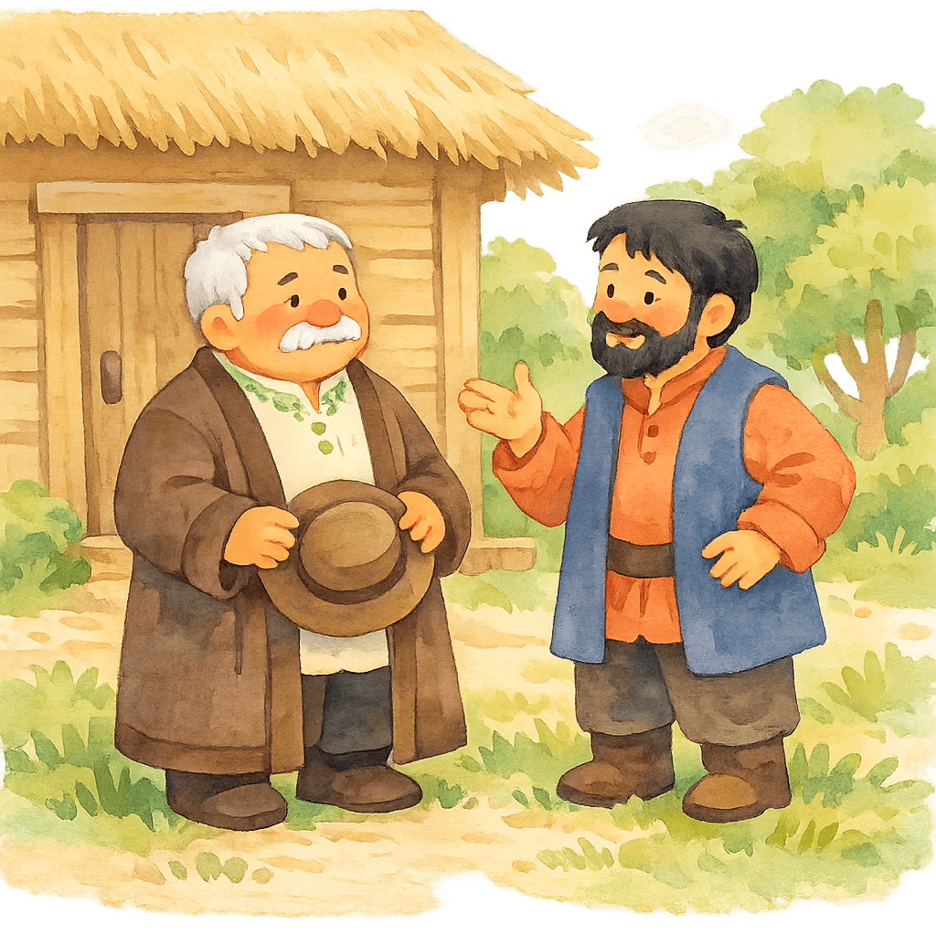 Саранбай советуется с Давлетбаем возле дома