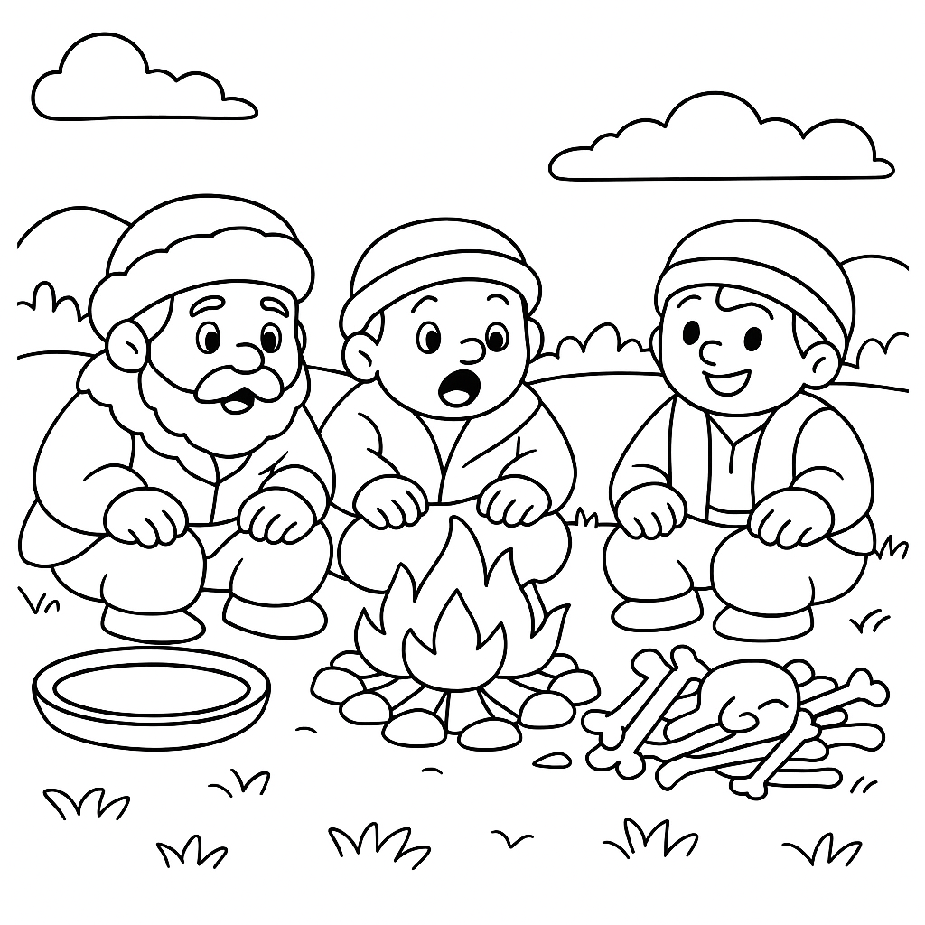 Раскраска по сказке "Жадный богач и зиннят-агай"