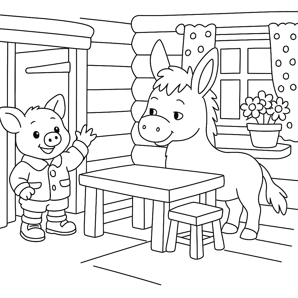 Раскраска по сказке "Упрямый, упрямый, упрямый ослик"