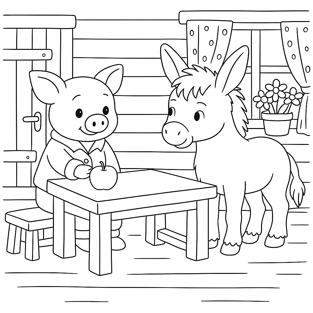 Раскраска по сказке "Упрямый, упрямый, упрямый ослик"