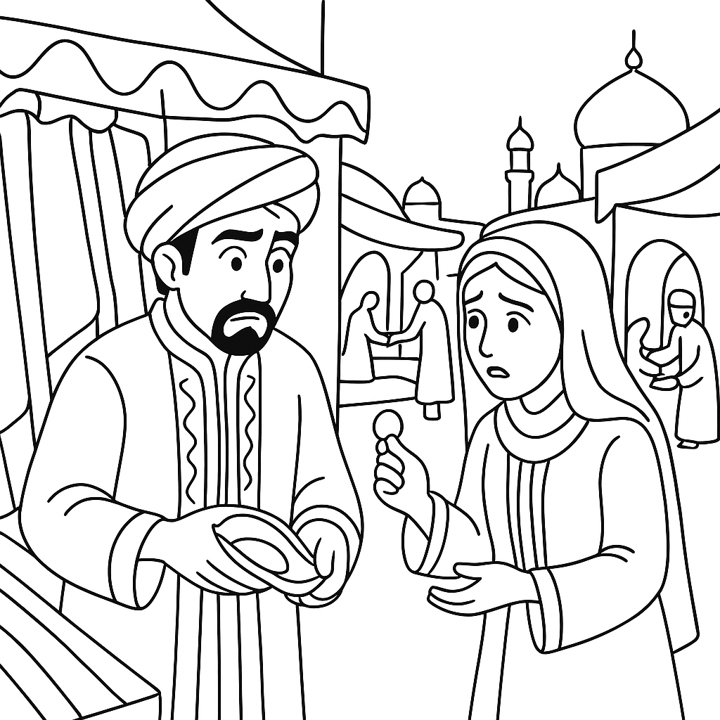 Раскраска по сказке "Али-баба и сорок разбойников"