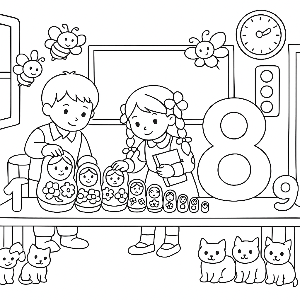 Раскраска по сказке "Веселый счет от 1 до 10"