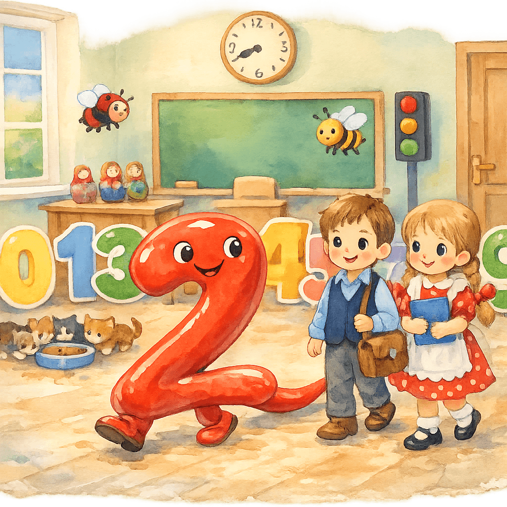 Двойка с выгнутой «шеей» и хвостиком шагает по классу.