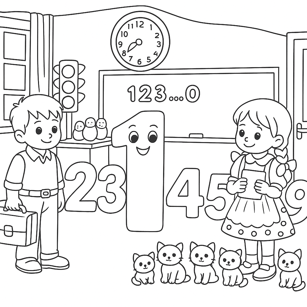 Раскраска по сказке "Веселый счет от 1 до 10"