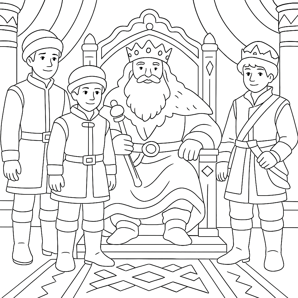 Раскраска по сказке "Иван-царевич и серый волк"