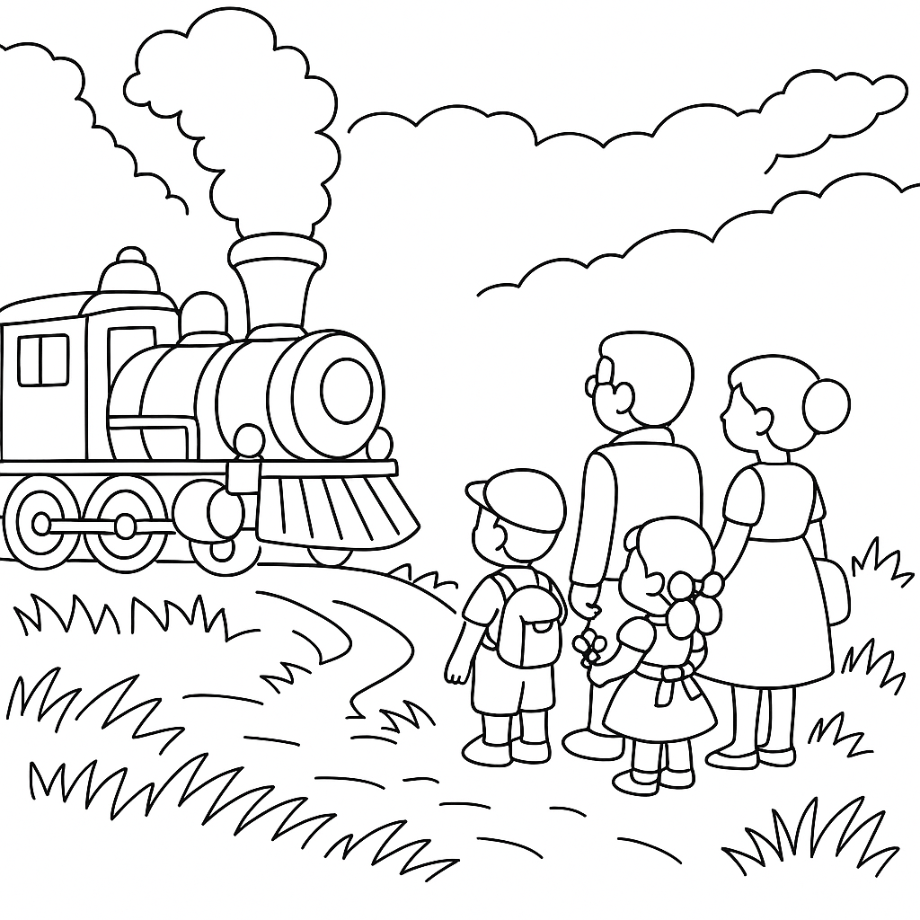 Раскраска по сказке "Паровозик из Ромашково"
