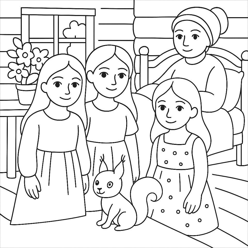 Раскраски: Три дочери