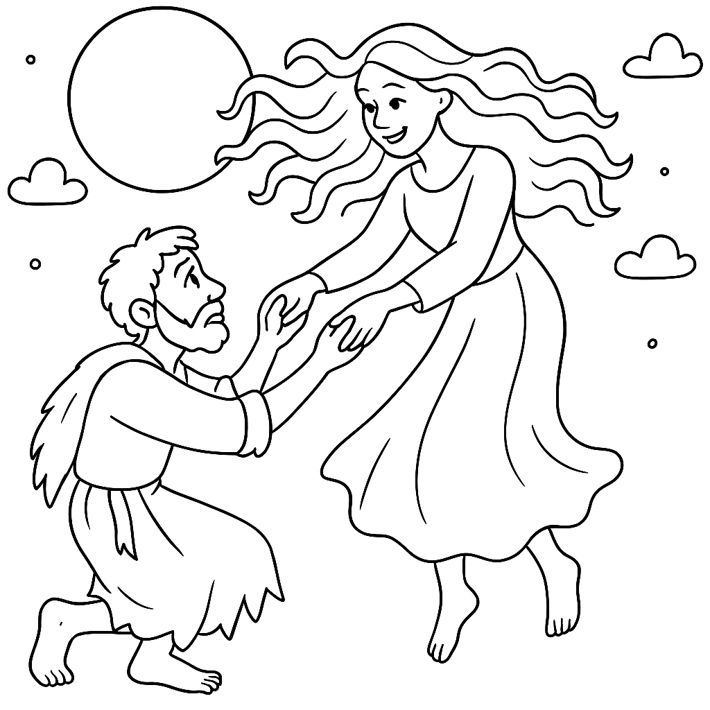 Раскраска по сказке "Нищий и счастье"