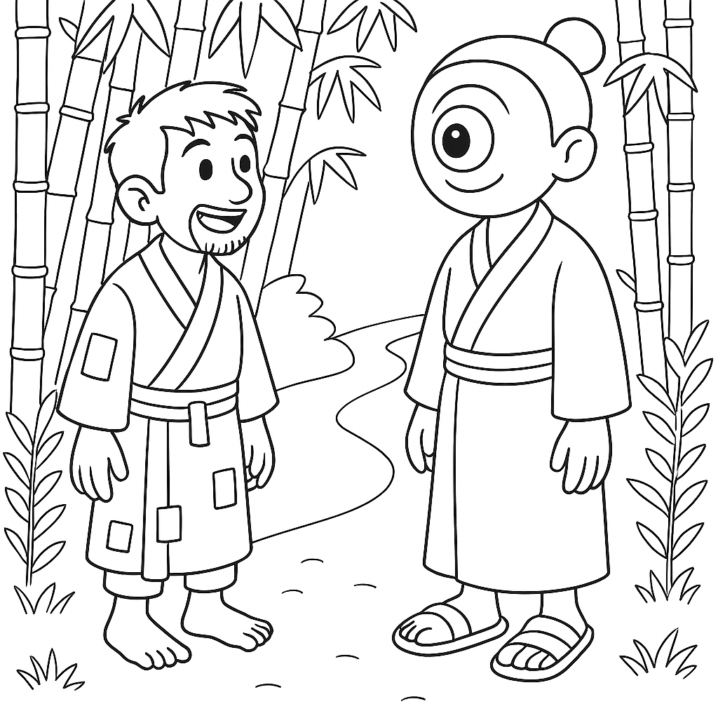 Раскраска по сказке "Одноглазый и двуглазый"