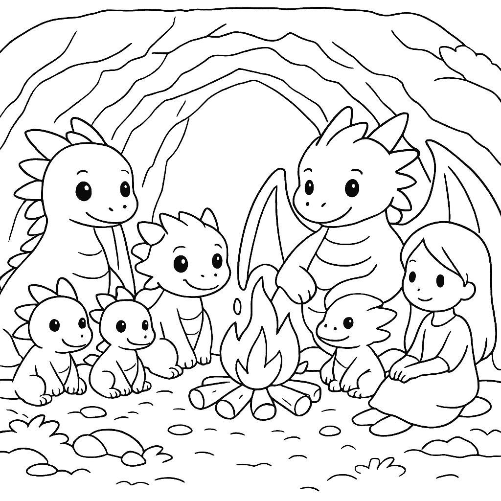 Раскраска по сказке "Сказка про дракона, который не умел летать"