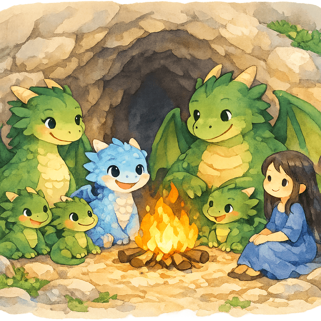 Семья Луна и девушка у домашнего очага