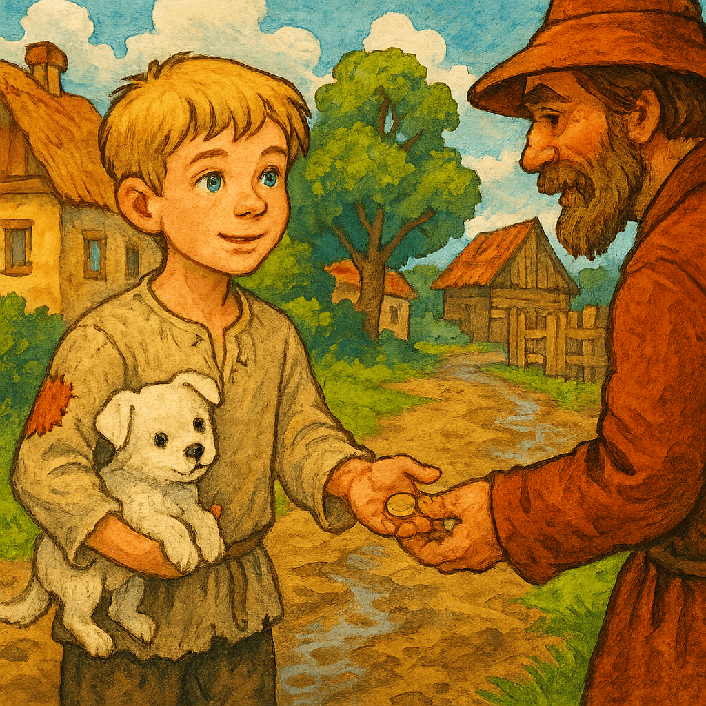 Семен спасает белого щенка, отдавая последнюю копейку