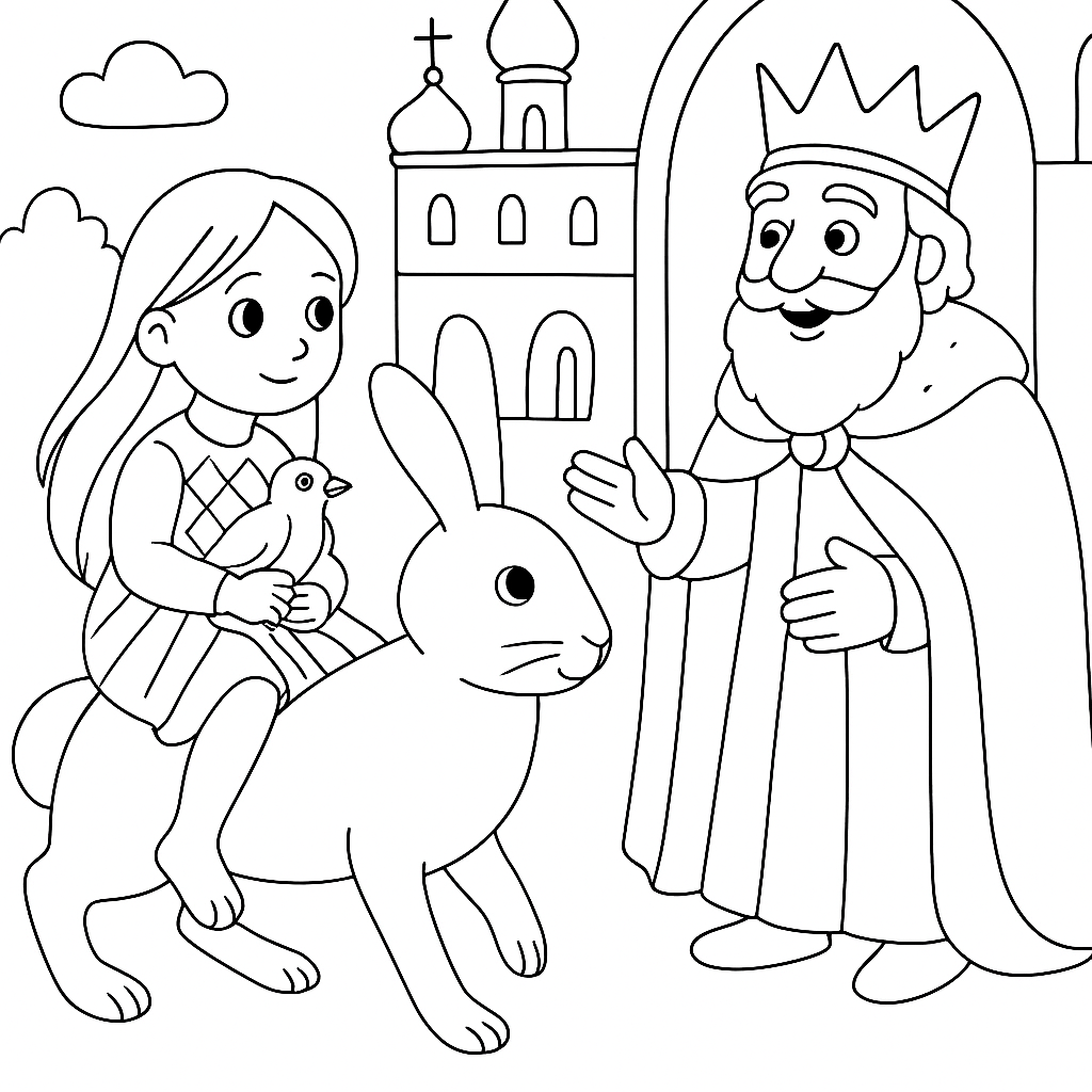 Раскраска по сказке "Дочь-семилетка"