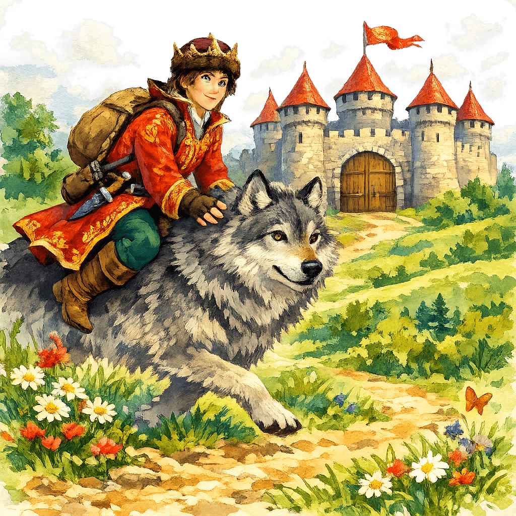 Волк везет Ивана к крепости