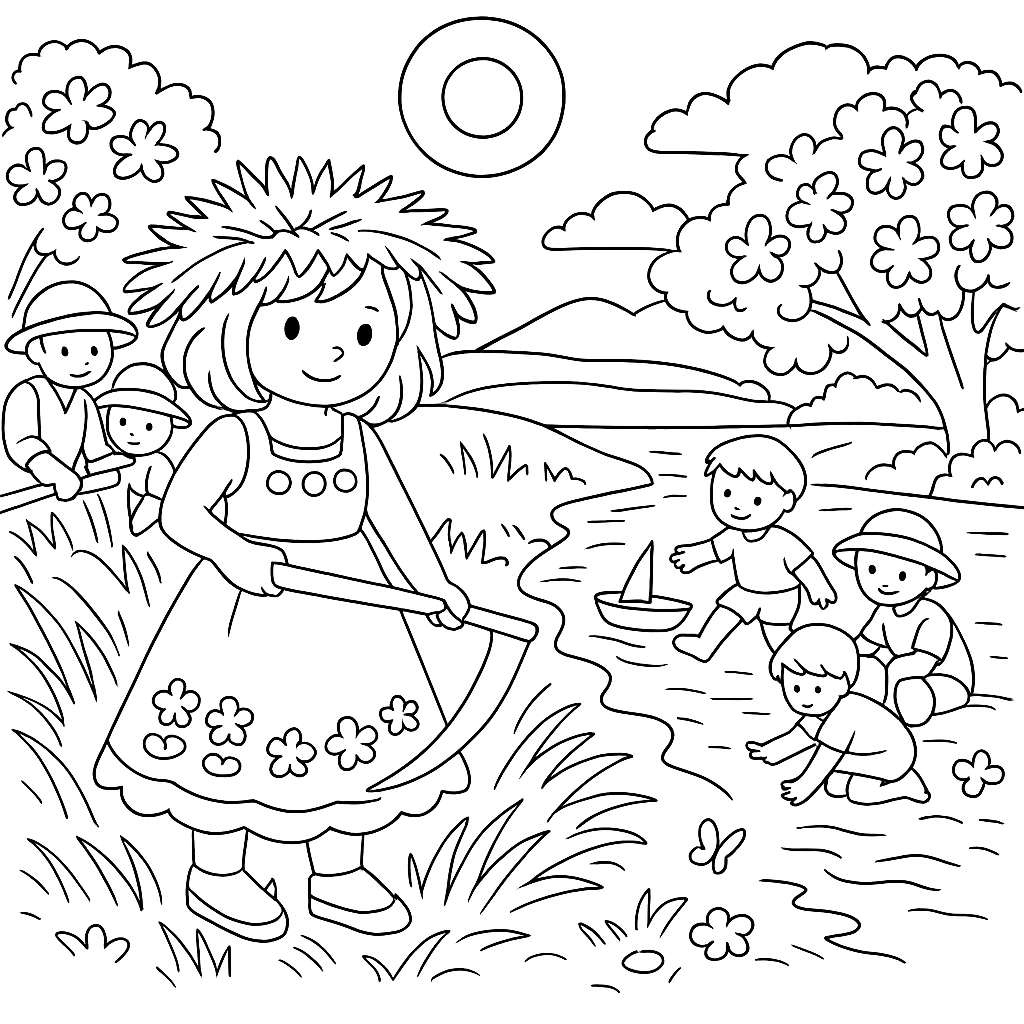 Раскраска по сказке "Четыре сестрицы"