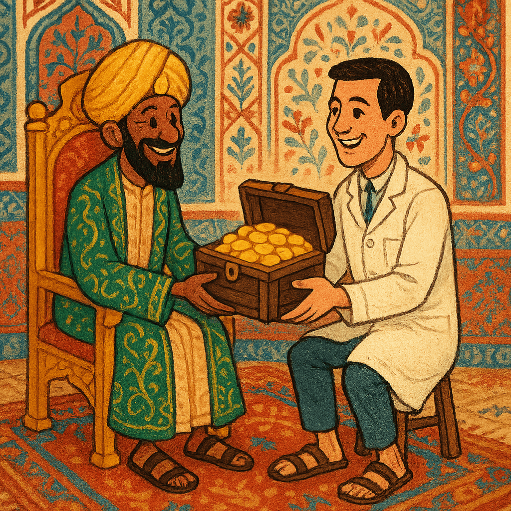 Похудевший шах благодарит врача и дарит ему золото
