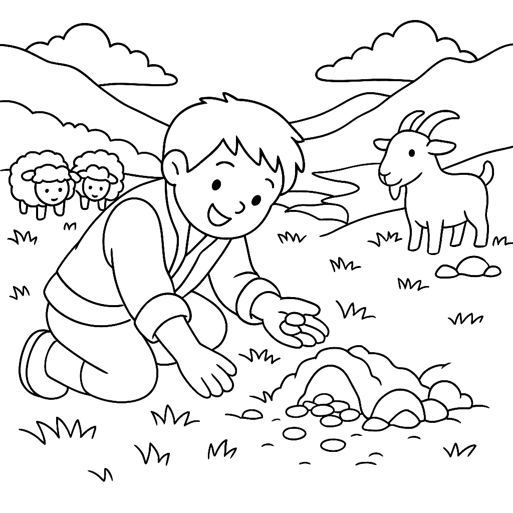 Раскраска по сказке "Щедрый и скупой"